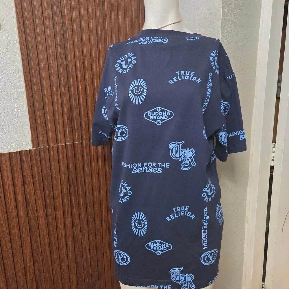 True-religion Men's Blue and Navy T-shirt